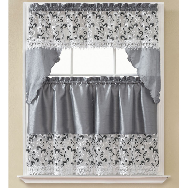 August Grove Manningtree 3 Piece Kitchen Curtain Set & Reviews Wayfair